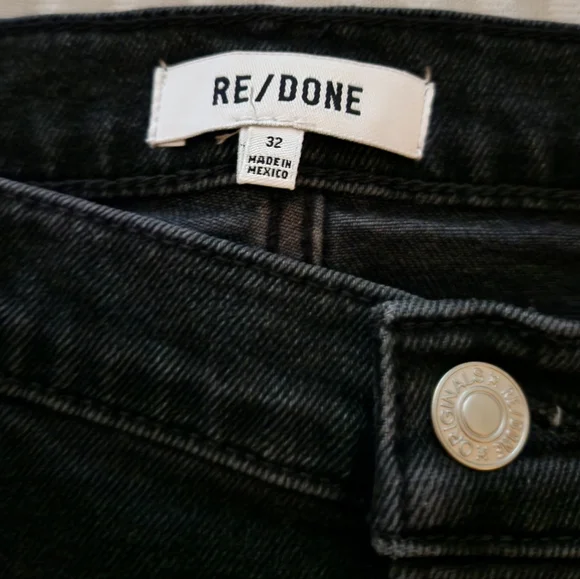 Re/Done Comfort Stretch High Rise 70s Stove Pipe Washed Noir Jeans Size 32 - Picture 11 of 16